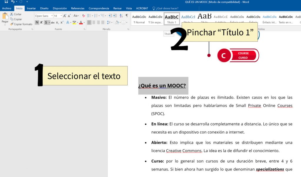 Crea un índice automático en Word - UBUCEV Centro de Enseñanza Virtual de  la Universidad de Burgos